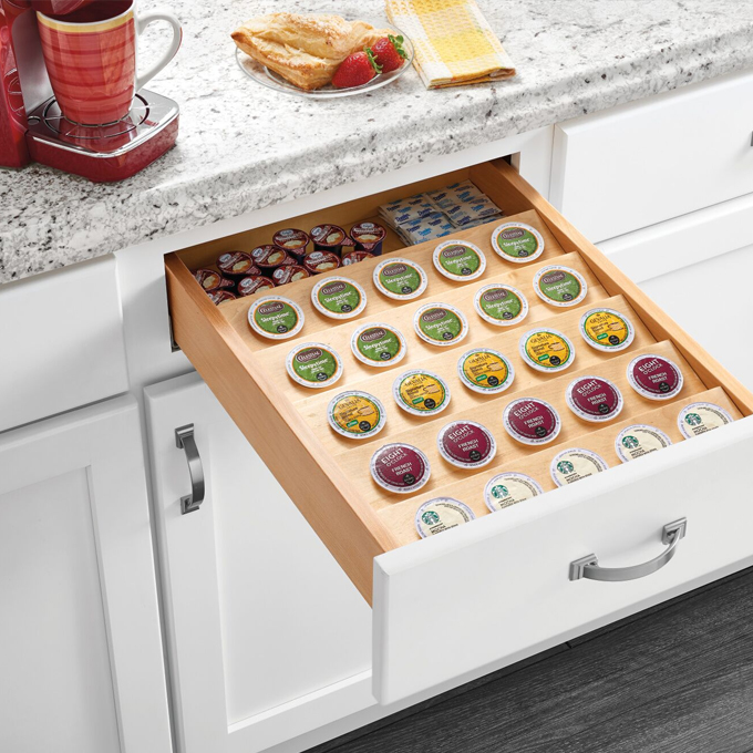 K-cup organizer for cabinet drawer