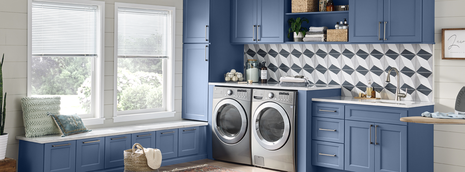 Farmhouse Laundry Room Installing Countertop and Cabinets