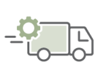 an icon of a delivery truck with a gear attached to it