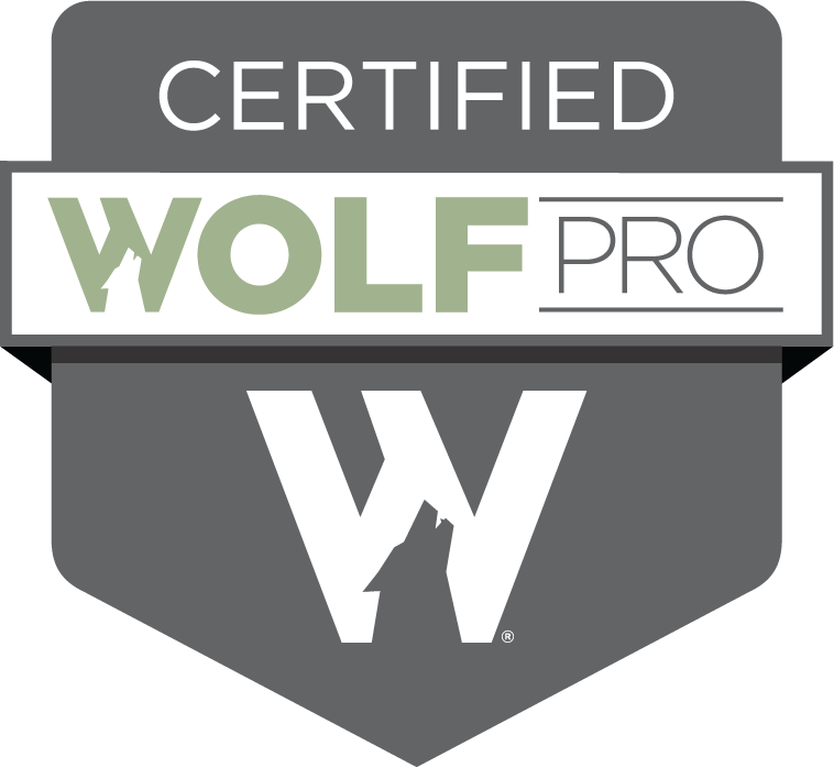 a logo that says certified Wolf Pro on it